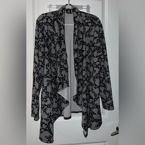 Bobeau Black and Gray Patterned Cardigan